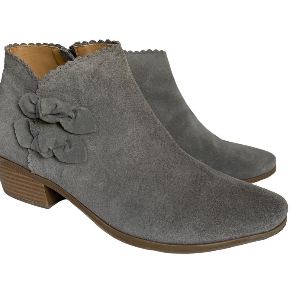 Jack Rogers Womens Booties Size 9.5 Kali Suede Ankle Boots Gray Chunky Heel - Picture 14 of 14